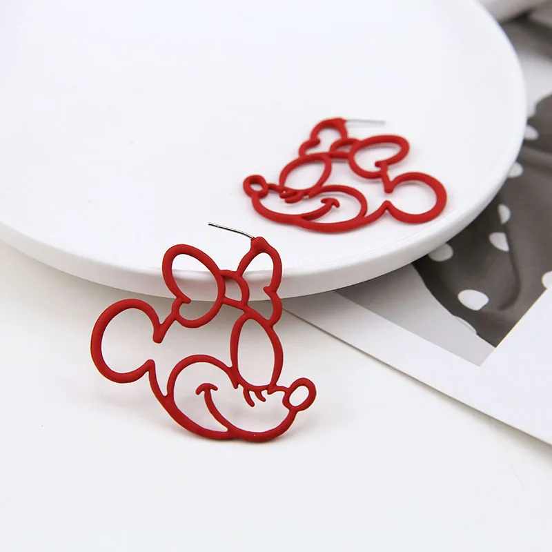 Minnie(Red) FENGLI, цветные серьги-гвоздики с Микки Маусом для женщин, Дональд Дак, Милая Красная серьга, Женские Ювелирные изделия с Микки Маусом, лучший подарок для друга на день рождения - Окраска металла: Minnie(Red)