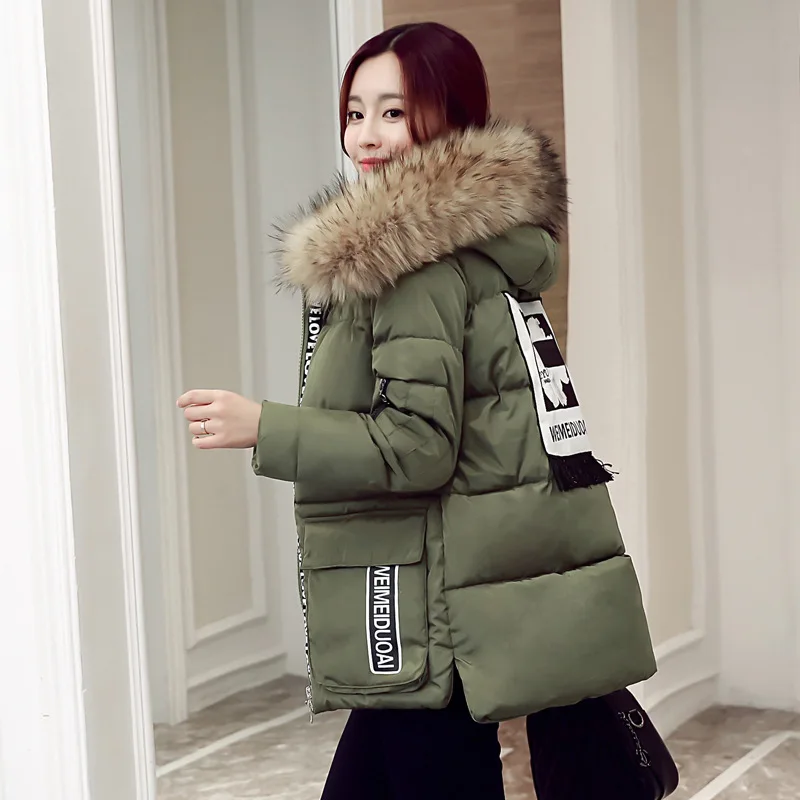 

2018 Winter New Style Korean-style Large Size Fat Mm 200 WOMEN'S Dress Large Fur Collar Slimming down Jacket Cotton-padded Cloth