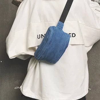 

Fashion Japanese Vintage Denim Flip Zipper Bag Simple Ladies Portable Shoulder Bag Mobile Phone Change Cosmetics Storage Bag
