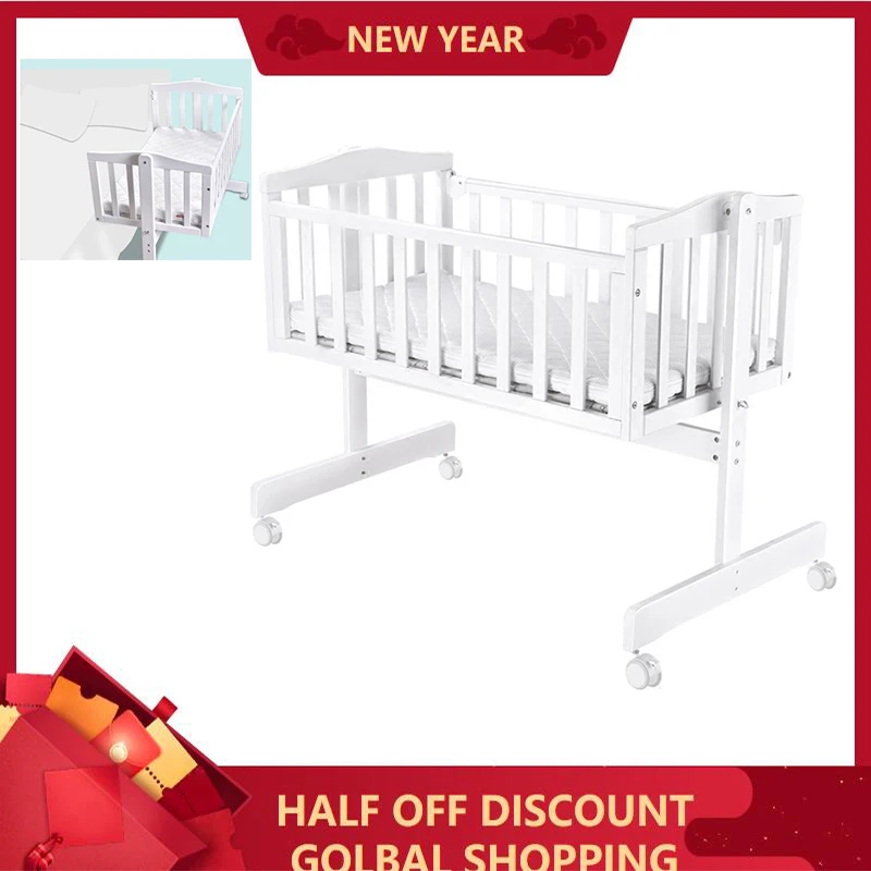 

Crib European solid wood baby shaker newborn cradle bed multi-function BB bed with mosquito net