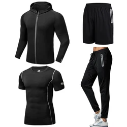 Combinaison de Sport 4 pièces pour hommes, ensemble de gymnastique et Fitness réfléchissant, coupe ajustée, à la mode 