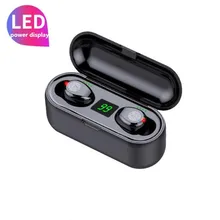 Bluetooth 5,0 наушники беспроводные F9 TWS беспроводные Bluetooth наушники светодиодный дисплей с 2000 мАч Внешний аккумулятор гарнитура с микрофоном