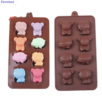 

8 Cavities Lion Bear Hippo Fondant Cake Silicone Mold Cake Decorating Tools Handmade Soap Mold DIY Chocolate Biscuit Mold