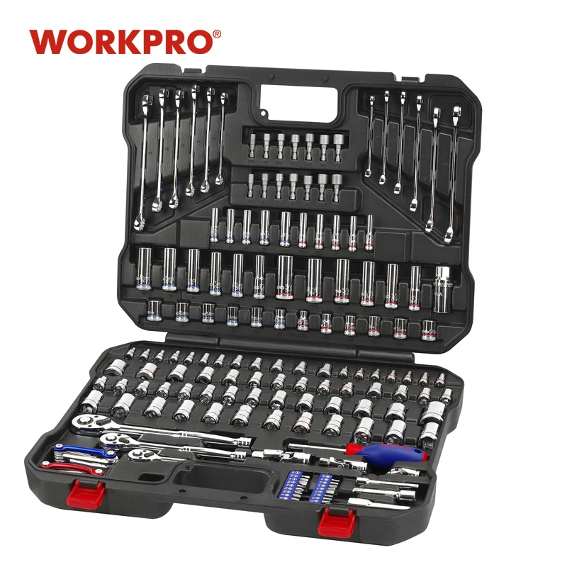 Набор механических инструментов WORKPRO 164 шт. для ремонта автомобилей 1/4 дюйма и 3/8