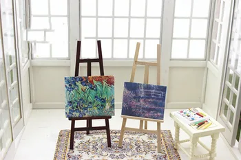 

New 1:12 dollhouse miniature Mini wood Painting easel Doll accessories Furniture toy for forest animal family collectible Gift