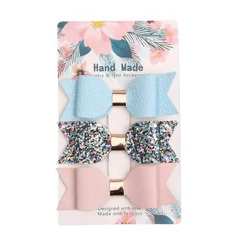 

3pcs Hairpin Glitter Hair Clip Sparkly Leather Headband Bowknot Hair Bows Accessories for Kids Girls Princess Hairclip Headdress
