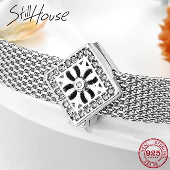 

New 925 Sterling Silver Square shape Fashion gift clips Beads Fit Original reflection Clip Charm Bracelet Jewelry