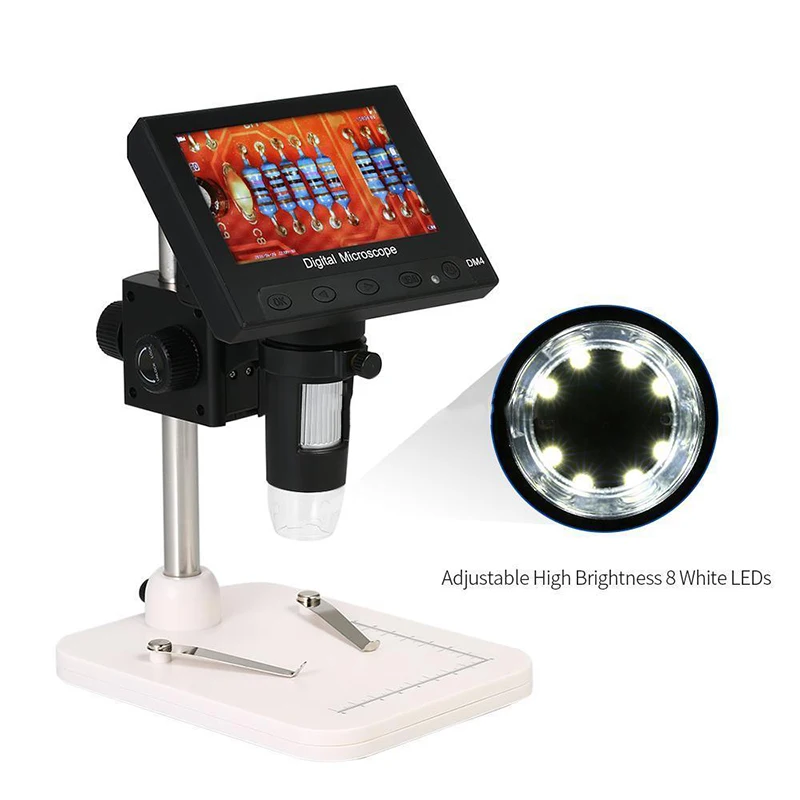 

4.3" LCD 720P 1000X Microscope LCD Display for Circuit Board Repair Soldering Tool USB Adjustable Holder 0 - 30000LUX