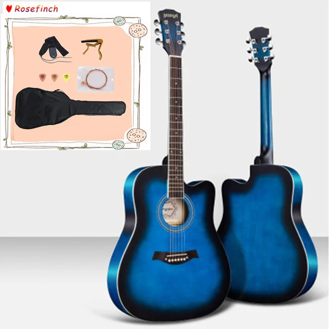 AGT123ABLUE 38/41 дюймов гитара, гитара, акустическая народная гитара для начинающих, 6 струн, липа с комплектами, черная, белая, деревянная, Красная гитара AGT16 - Цвет: AGT123ABLUE