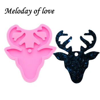 

Shiny Christmas Deer head mold DIY epoxy resin silicone Mold for keychain glossy finish DY0093