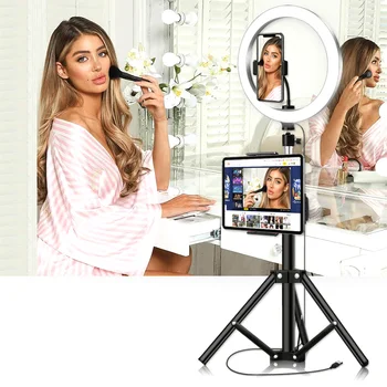 

26cm/10inch inch LED Ring Light 3 Colors Dimmable with Tripods Phone and Tablet Holders for Live Sream Makeup Portrait YouTube