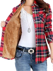 Бархатная плотная теплая женская рубашка в клетку, Женские топы с длинными рукавами, M-5XL, зимняя флисовая Повседневная Блузка в клетку, осен...