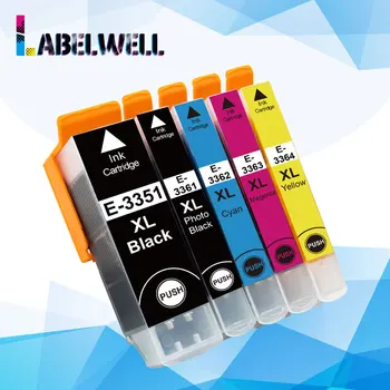 

Labelwell 5Pcs T3351 33XL Compatible for Epson 33XL T3351 T3361 T3362 T3363 T3364 ink cartridge for Epson XP-530 XP-630 XP-635