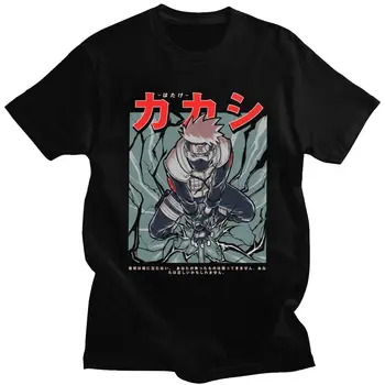 

Kakashi Hatake Tshirt Men 100% Cotton Anime Manga Sharingan Tee Shirt Short Sleeve Summer Naruto Ninja T-shirt Clothing Merch