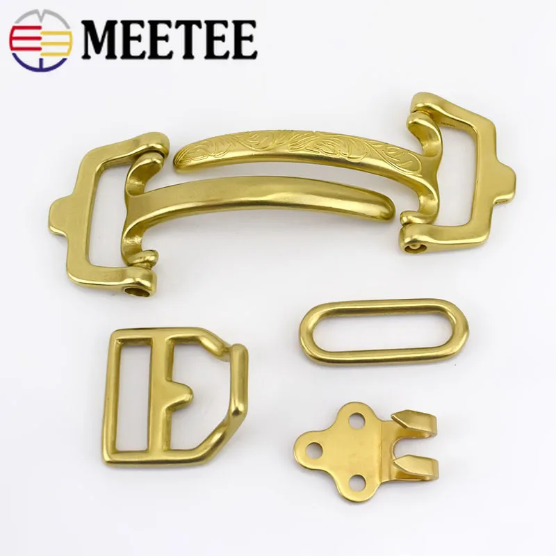 Ремень с пряжкой для кавалерии Meetee из твердой латуни мужчин пояс сделай сам