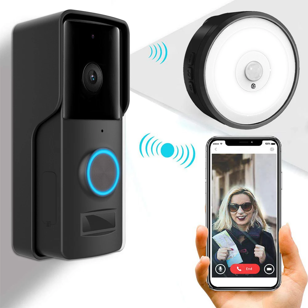 Sonnette vidéo WiFi 2K, compatible avec Alexa, caméra étanche alimentée