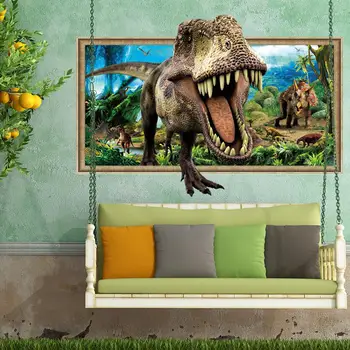 

Wall Stickers 3D Dinosaur Wallpaper Decal Lovely Mural Art Creative 90*60 CM PVC Paste Self-Adhesive Festival Living Room