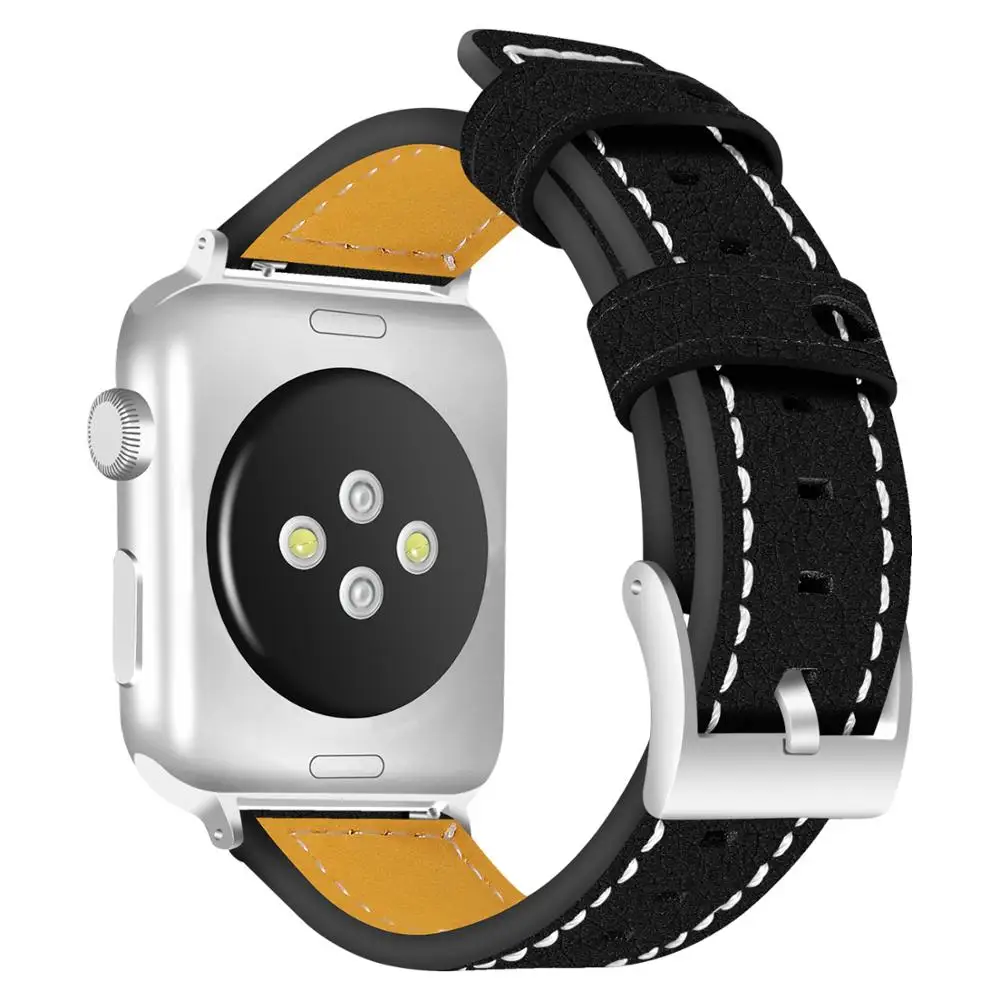 style 2 black Joyozy высокое качество Бизнес ремешок для наручных часов для apple Watch Series 5/4/3/2/1 классический кожаный чехол для apple watch 38mm 40 мм 42 44 мм - Цвет ремешка: style 2 black
