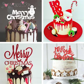 

Merry Christmas Cake Topper Xmas Party Dessert decoration Santa Claus Snowman Cupcake Topper Christmas cake Baking Decorations