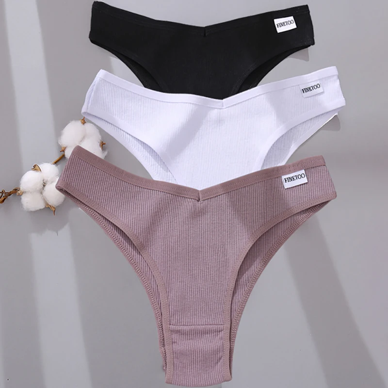 3/5Pcs Cotton Brazilian Panties Women Sexy V Waist T Back Underwear Female Soft Underpants Lady Bikini Lingeri