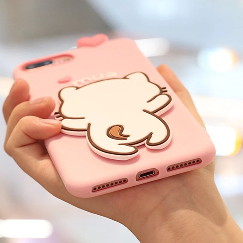 Мультяшный силиконовый чехол-держатель для iPhone 11 Pro Max Cat Форма Настольная поддержка через плечо ремешок противоударный Fundas