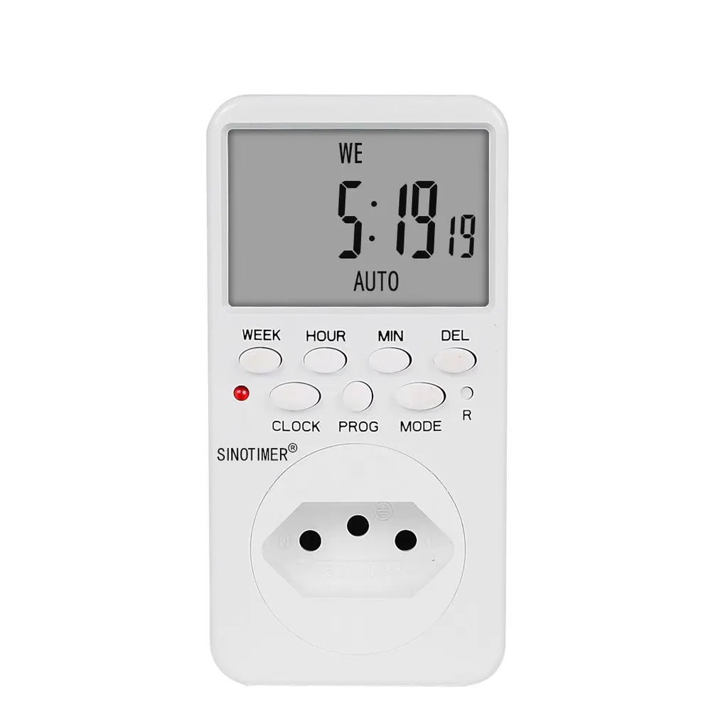 

SINOTIMER TM519 7 Days Weekly LCD Digital Programmable Switch Socket Timer Plug Time Relay Switch Control EU/US/UK/IT/BR/IL