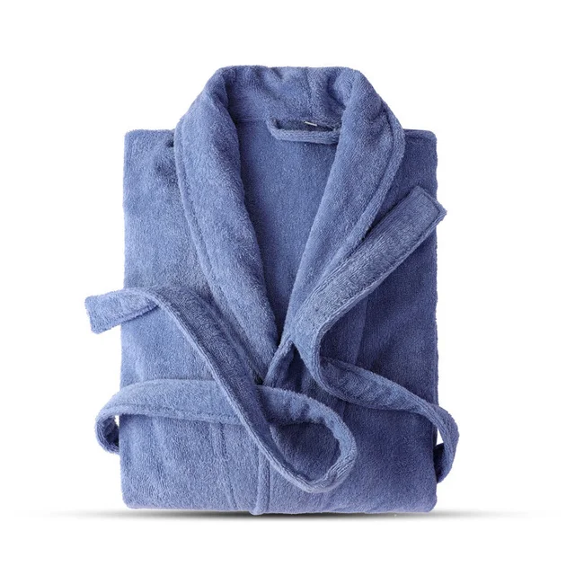 100% Cotton Toweling Terry Robe Lovers Soft Bath Robe Men And Women Nightrobe Sleepwear Male Casual Home Bathrobe Hotel Robe gray blue