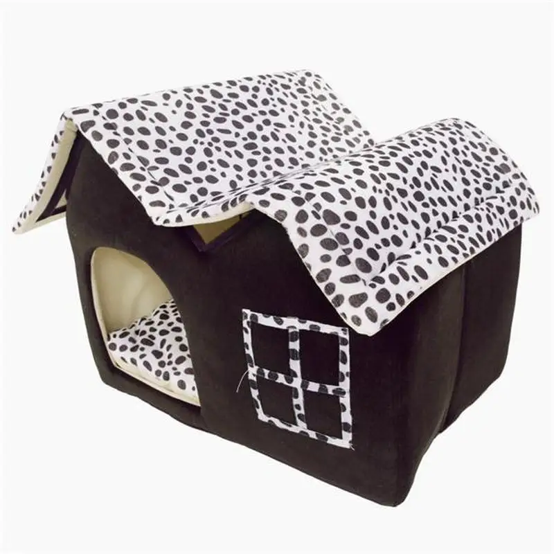 Dog House Bed Villa Super Soft British Cat Pet Animals Cages Coffee Portable s Animals Removable  Cover Mat Travel House