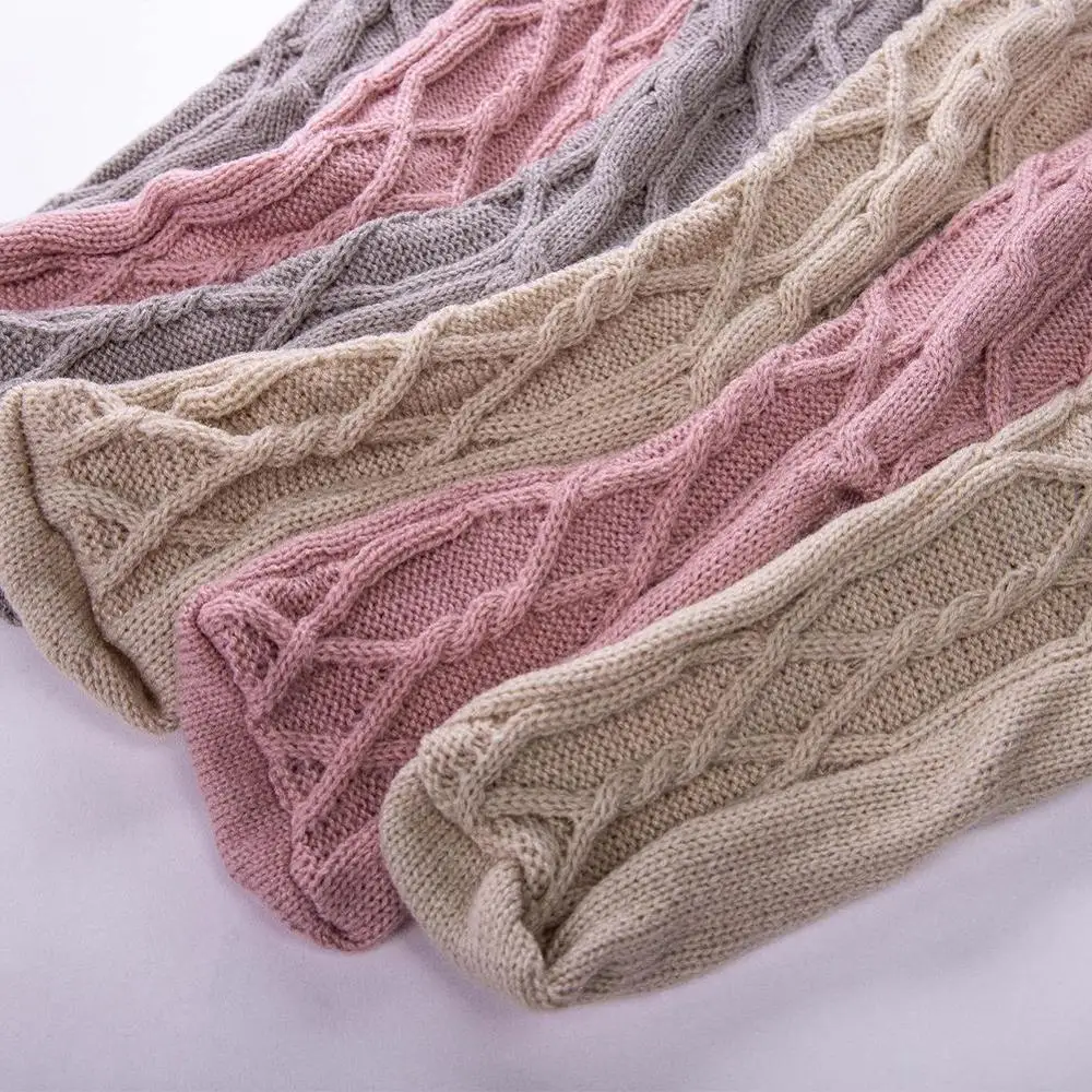 1 пара одноцветные сексуальные женские зимние шерстяные теплые вязаные ботфорты