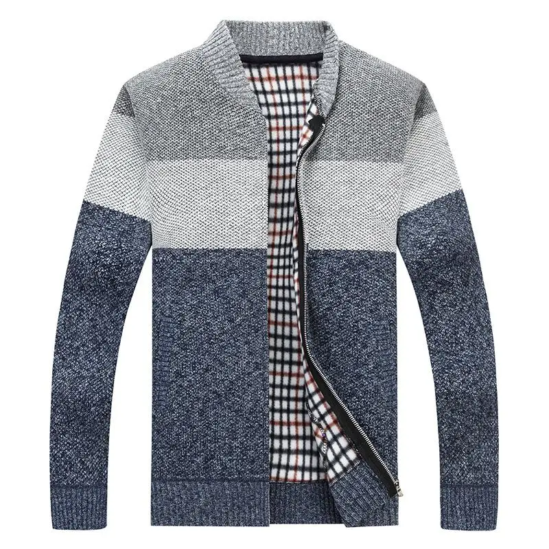 

Mens Warm Sweaters Standard Pathwork Men's Sweater Autumn Casual Stand Collar Slim Fit Zipper Coat Men M-3XL Red Blue MWK003