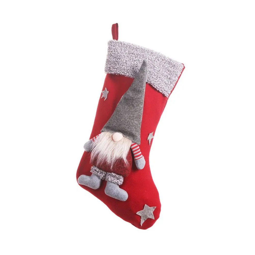 Большие рождественские чулки, подарки, тканевые носки Санта-Клауса, Рождественский милый мешок для подарков, каминная елка, Рождественское украшение
