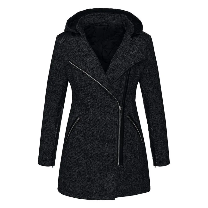 Женская куртка, зимняя куртка, теплая тонкая куртка, толстая парка, зимняя верхняя одежда, пальто на молнии с капюшоном, размер плюс - Цвет: Black