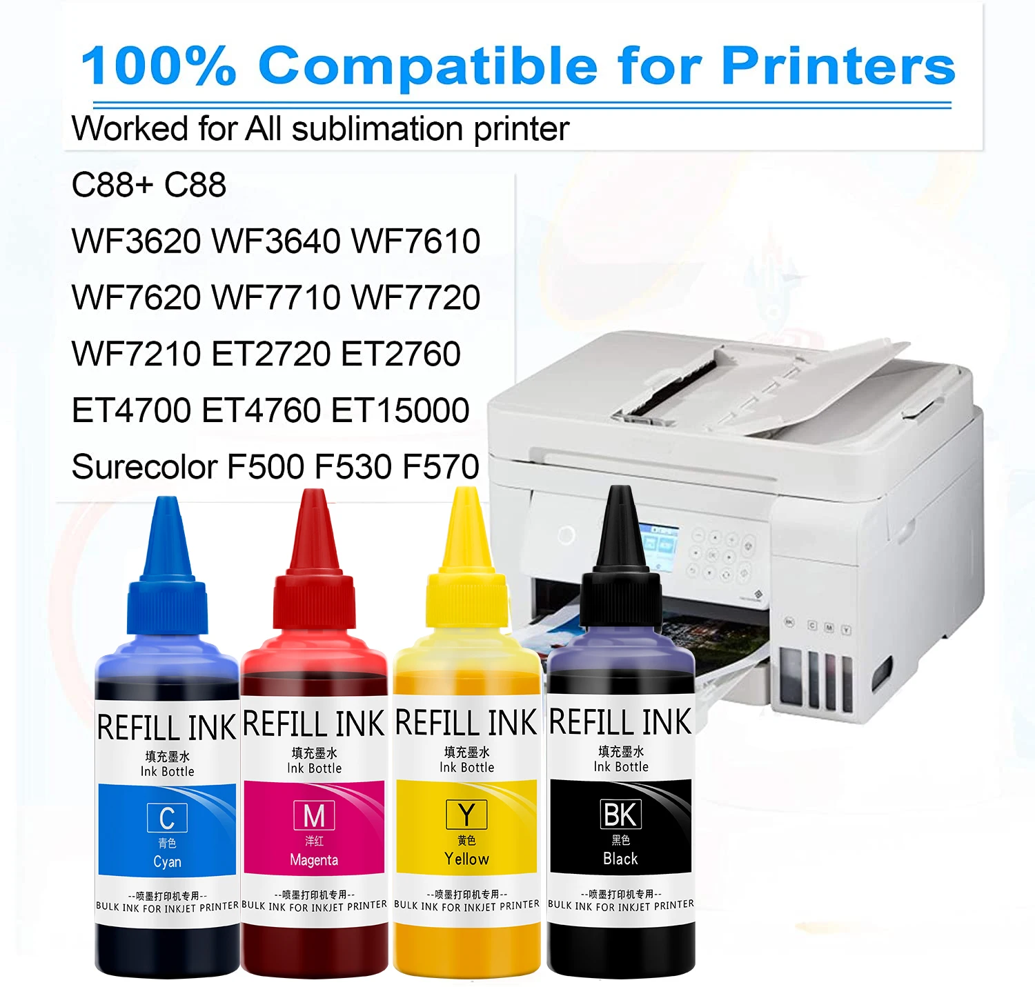 27XL 252XL Sublimation Ink For Epson WF-7710 WF-7720 WF-7210 WF-7110 WF-7120  WF-7610  WF-7620 WF-3620  WF-3640 Inkjet Printer