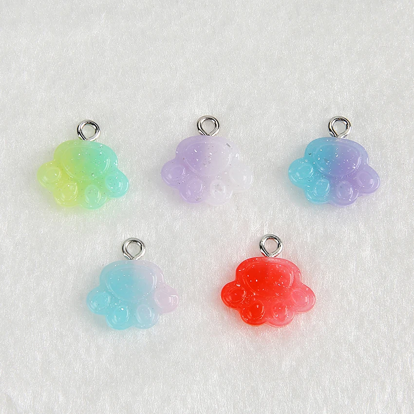 20 шт./лот 15*12 мм очень CuteMulticolor FlatBack Смола Маленький Медведь лапа Смола Кабошон, волосяной Декор части