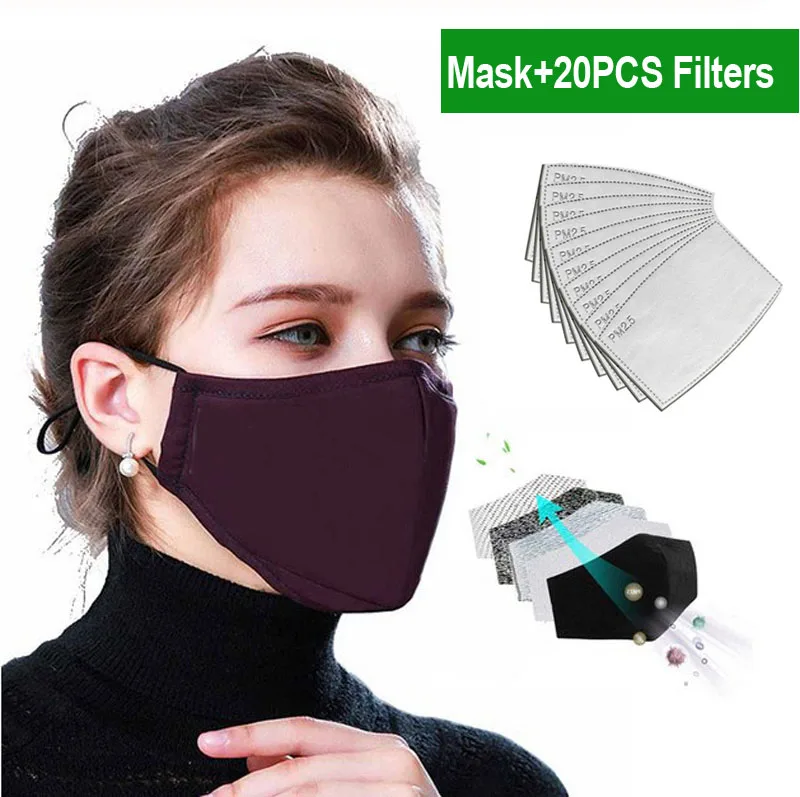 

PM2.5 mask+Tcare 20PCS Filter Mask anti dust mask Activated carbon filter Windproof Mouth-muffle bacteria proof Flu Face masks