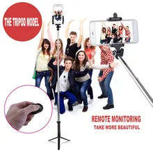 4 in 1 Wireless Bluetooth 4.0 Remote Shutter+Handheld Cellphone Selfie Stick Monopod+Tripod+Holder for IOS Android SmartPhone