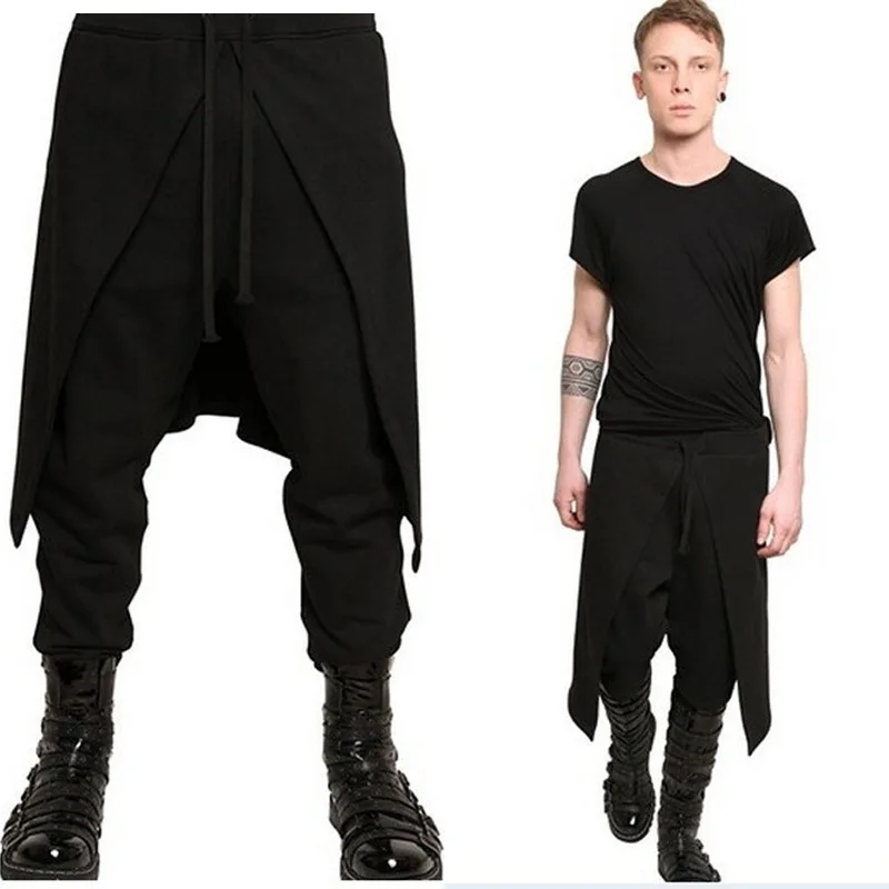 Zogaa мужские повседневные штаны хип-хоп брюки мужские шаровары Длинные лоскутные брюки с перекрещивающимися штанами черные мужские мешковатые брюки