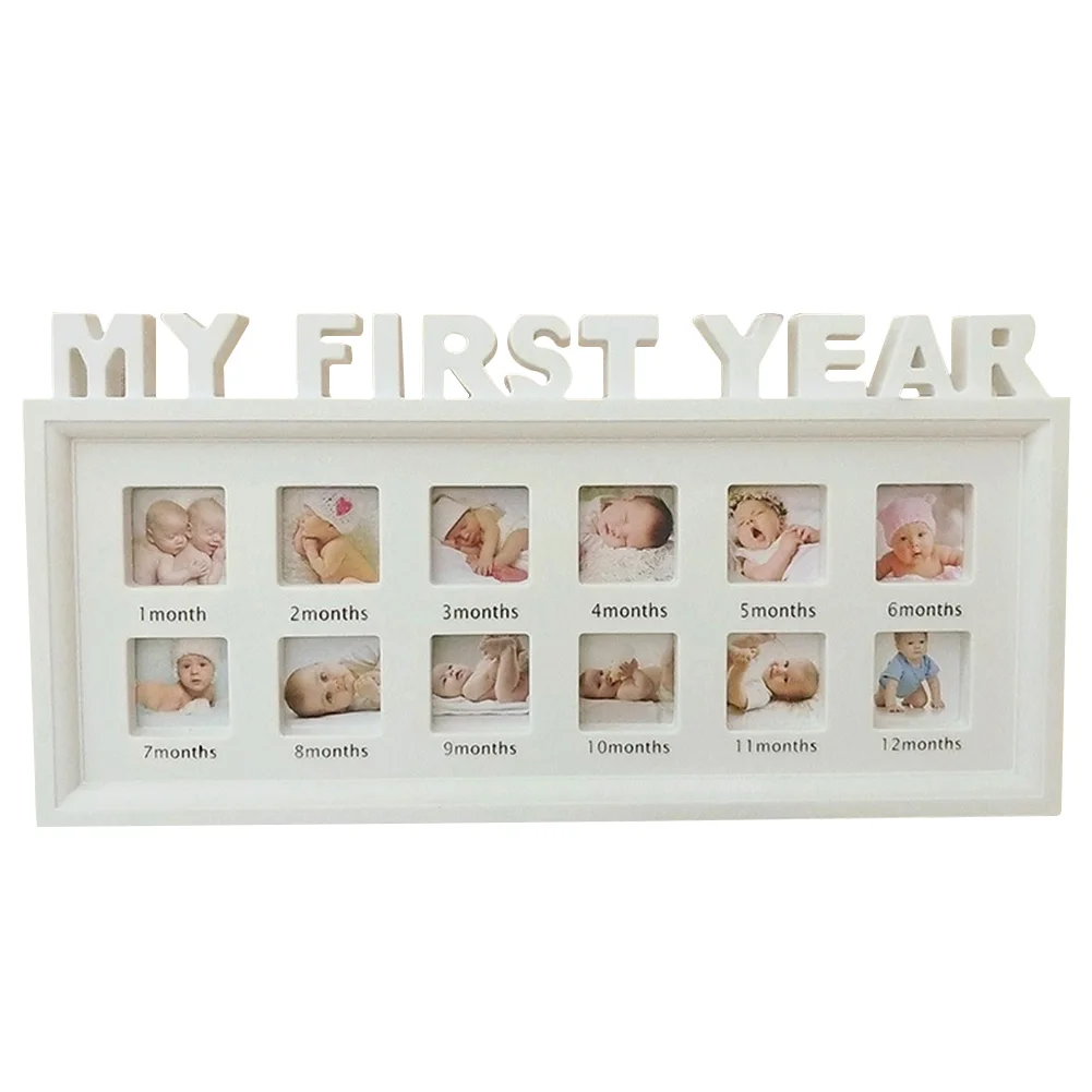 12 месяцев мой первый год сувениры фоторамка Дисплей Украшения Младенческая картина ПВХ рабочего стола новорожденного ребенка Moments шоу девочек мальчиков
