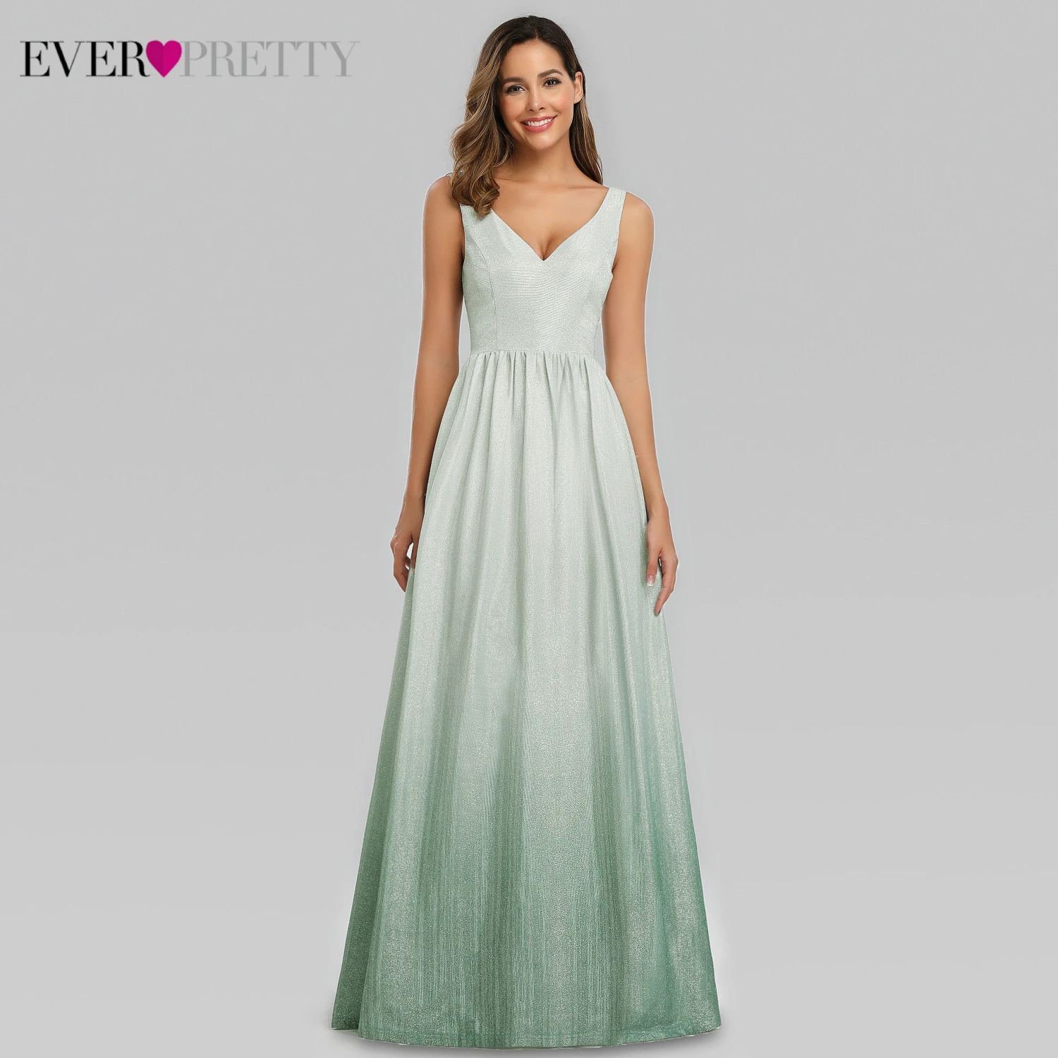 Элегантное Изумрудное вечернее платье, платья для женщин Ever Pretty A-Line с v-образным вырезом, сексуальные блестящие вечерние платья, Robe De Soiree Femme