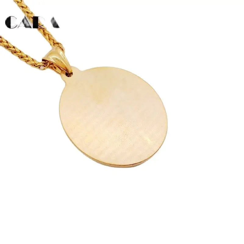 New Gold color oval virgin Mary pendant necklace Stainless steel religious Christian fashion Virgin mary necklace CARA0557