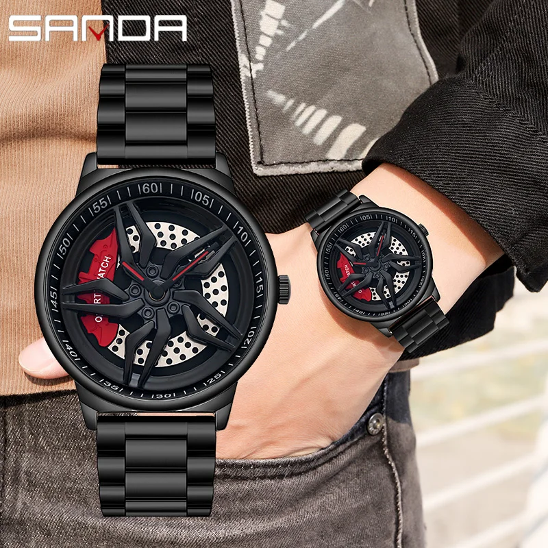 Sports Car Wheel Rim Hub Watches Men Car Wheel Quartz Watch Us