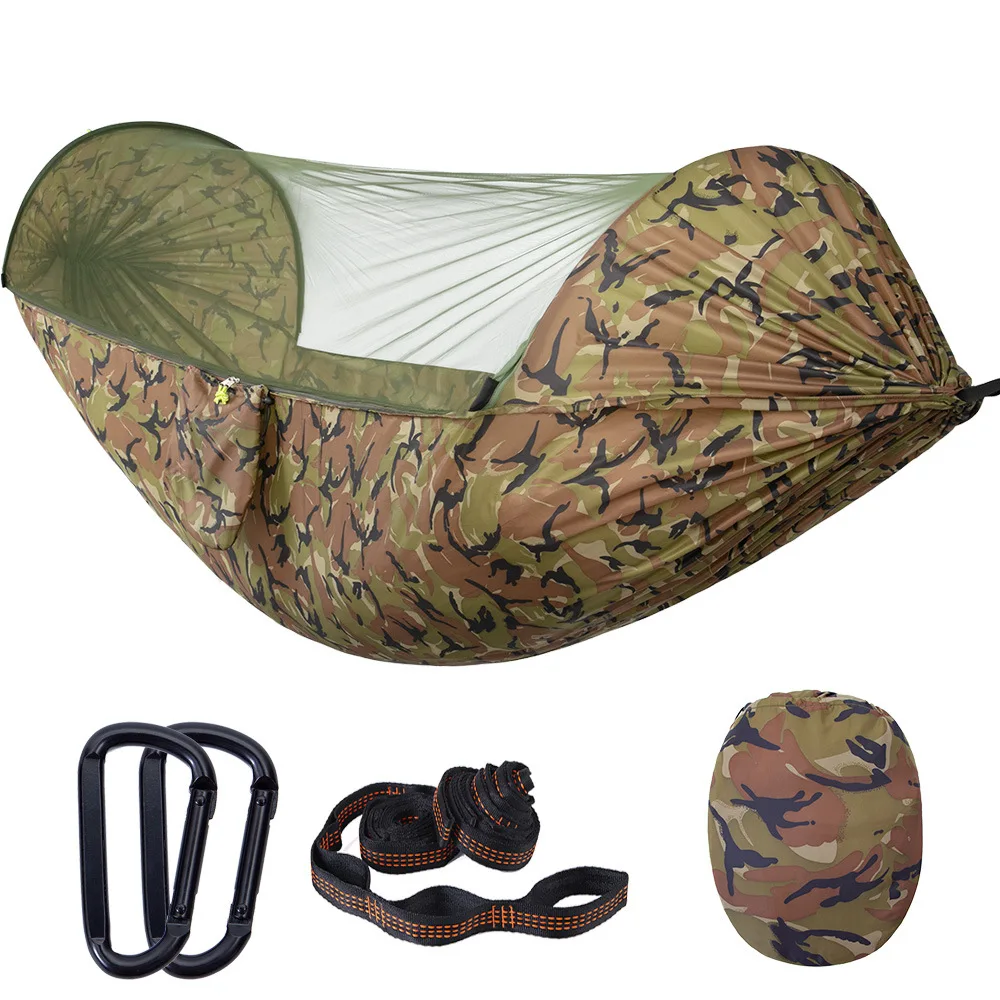 

Double Camping Hammock Adult Outdoor Backpacking Travel Survival Hunting Sleeping Bed Portable with 2 Straps 2 Carabiner Camping