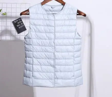 woman Light blue Новинка, женский жилет на утином пуху, женский ультра легкий жилет на утином пуху, куртка, плюс размер, Женский Мужской жилет без рукавов, пальто - Цвет: woman Light blue