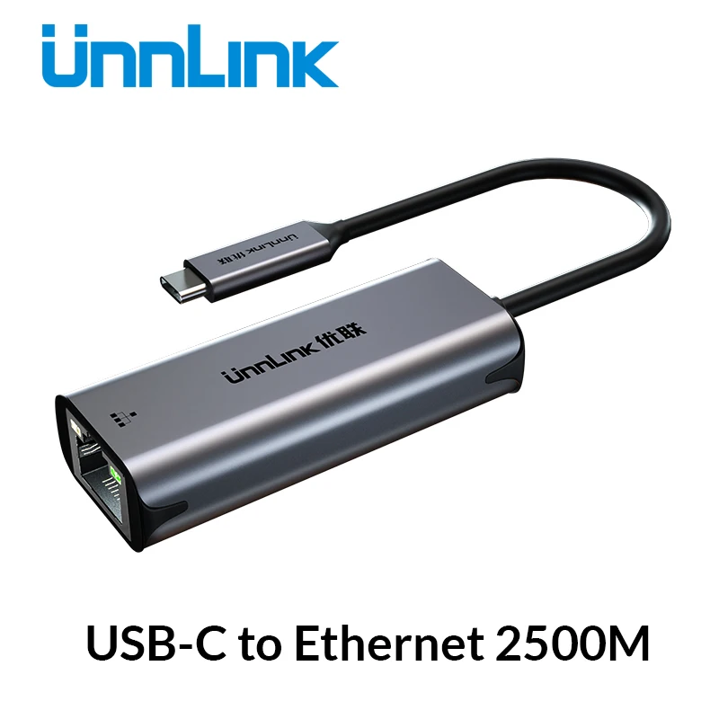 

Unnlink 2.5 Gigabit USB C Ethernet Adapter 2500Mbps Type C to RJ45 Network Card for MacBook iPad Pro Ultrabook Laptop Computer