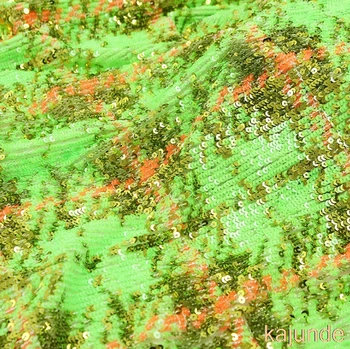 

1yard green Sequins embroidery mesh fabric multicolour wide 125cm breathable for DIY handmade accessroies dress