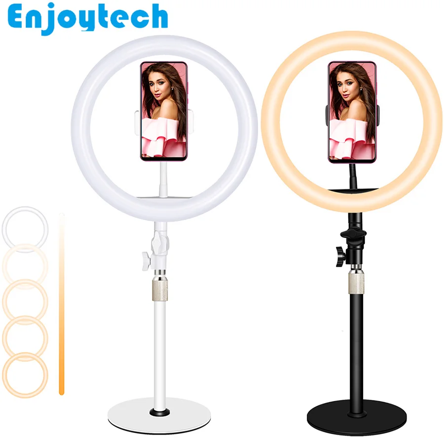  New Tabletop Vlogging Mounts Holder with 26CM LED Ring Flash Lamp Light Tripod Stands for Mobile Ph