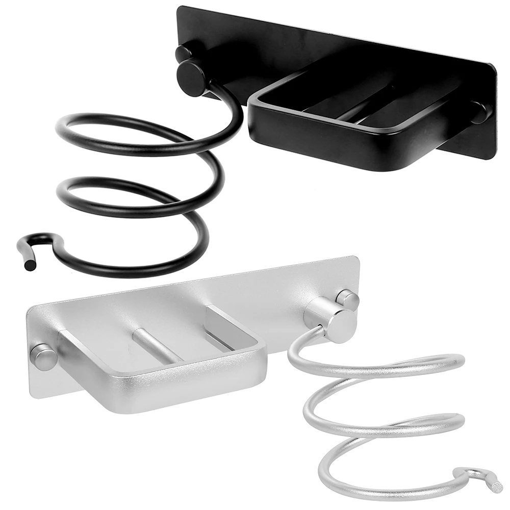 Настенный органайзер для фена алюминиевый держатель и выпрямителя полка ванной