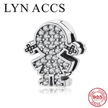 

925 Sterling Silver Dazzling CZ Beautiful little girl Clip Charm Beads fit Original Reflection Charm Bracelets Jewelry Making