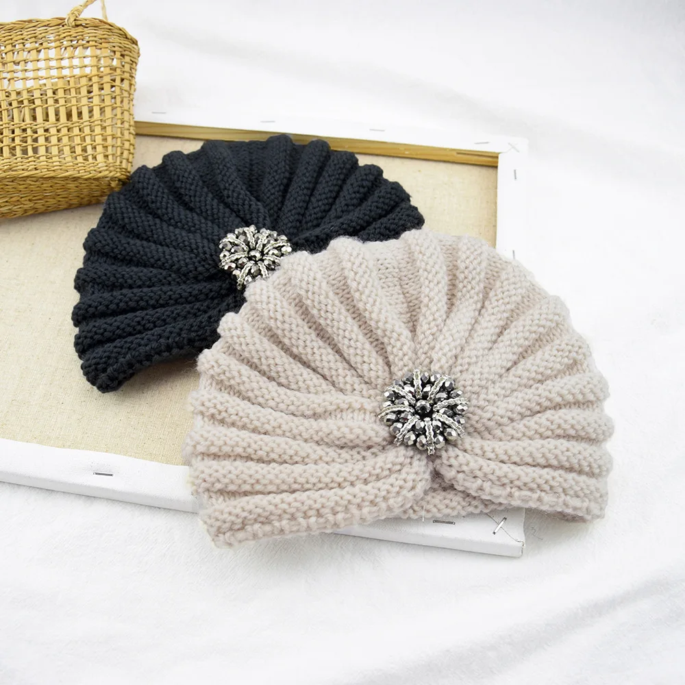 Winter Women Fashion Beanies Boho Ballad Accessories Wool Warm Knitted Hat Bag Head Cap Silver Ball Jewelry Hood Muslim