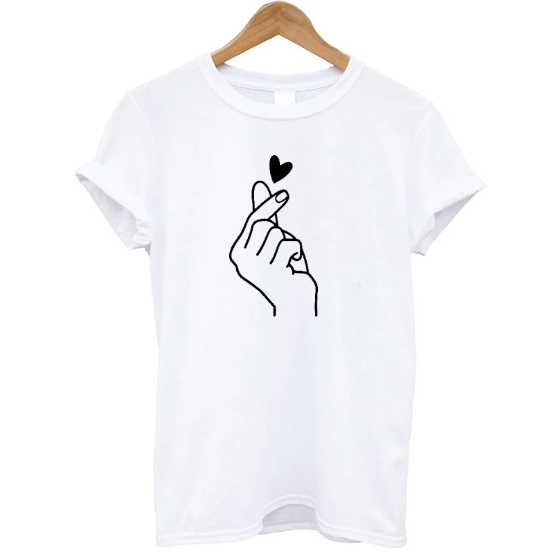 

New Arrival Women T Shirt Graphic Love Hand Funny Summer Tops Plus Size Tee Shirt Femme Hipster Clothes Streetwear Tshirt Brand